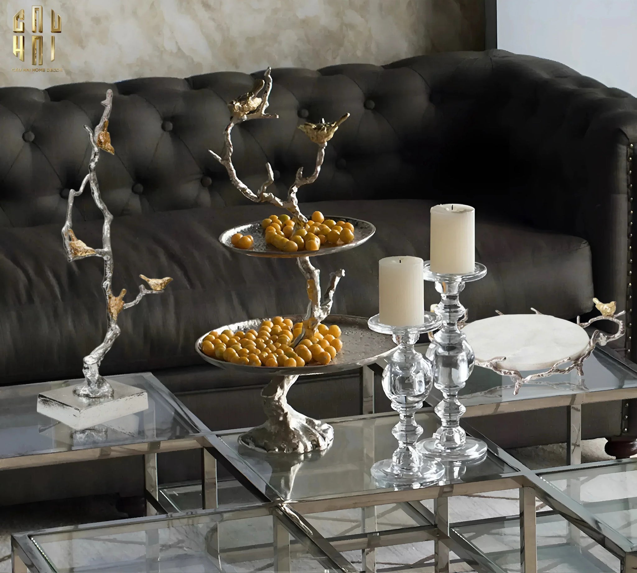 HOME COUTURE - ĐĨA TẦNG PLATINUM IMPERIAL LUXURY DISK ÉTAGÈRE - CẬU HAI HOME DECOR