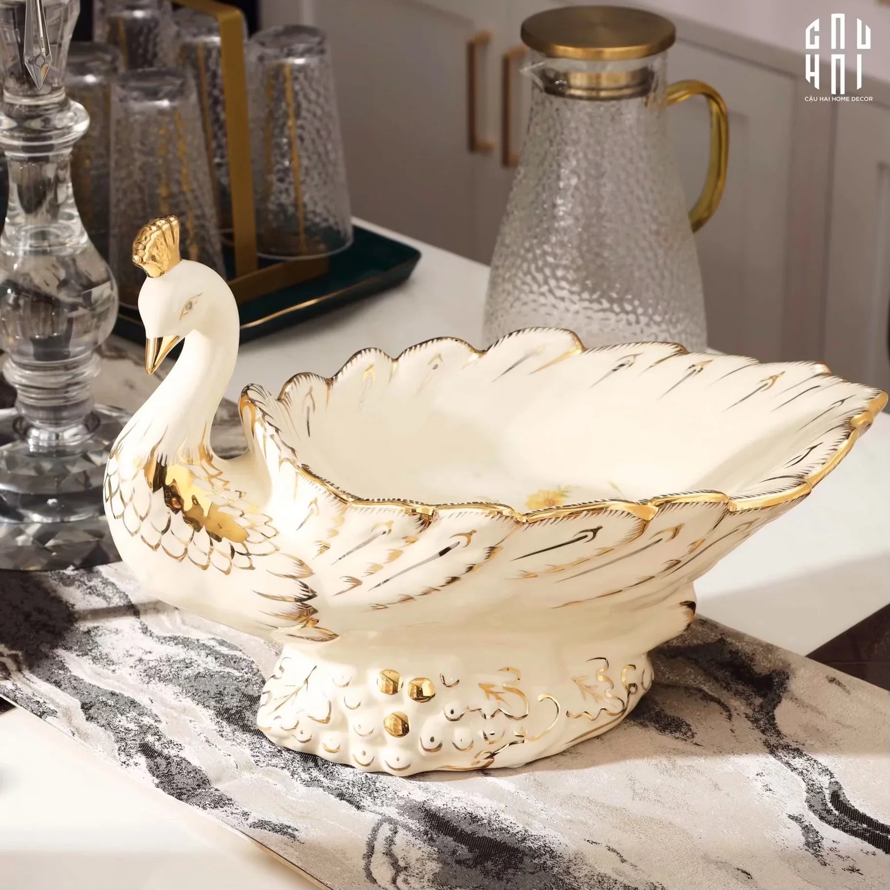 HOME COUTURE - ĐĨA TRÁI CÂY KHỔNG TƯỚC - LUXURY PORCELAIN DISK - CẬU HAI HOME DECOR