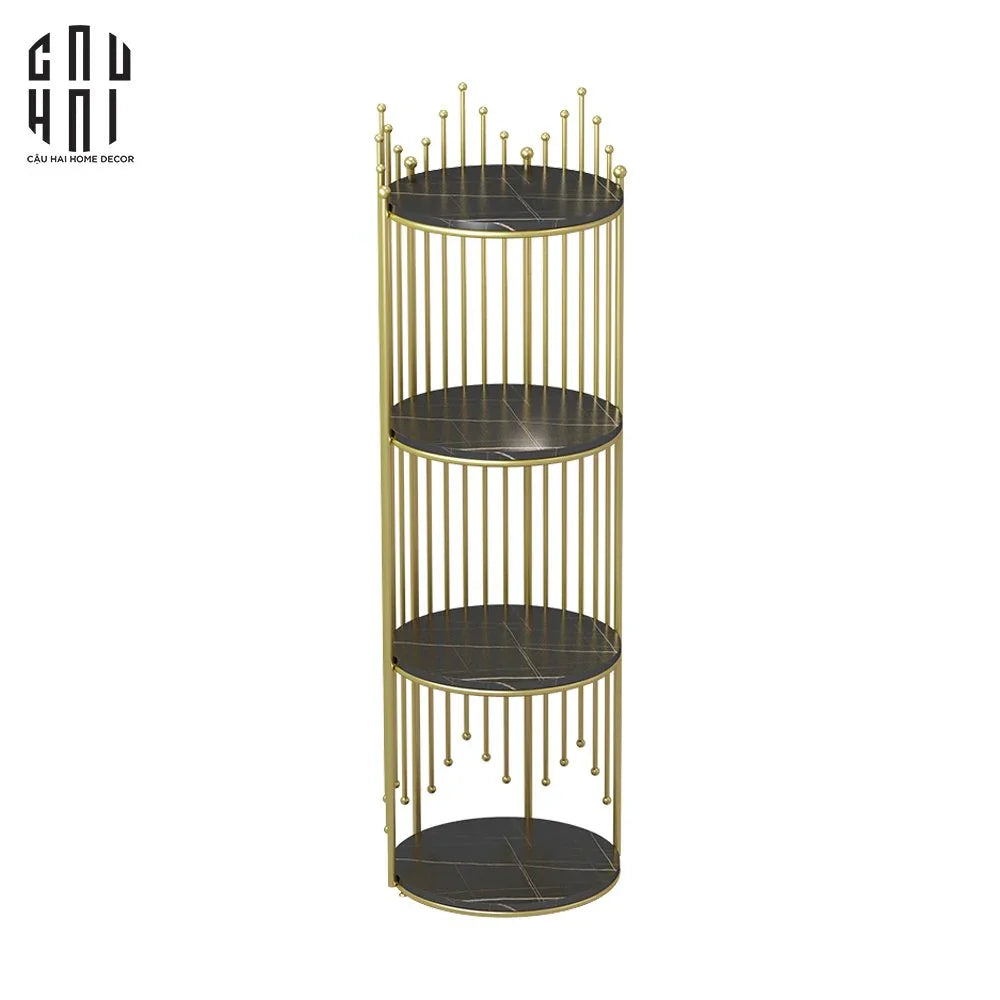 HOME COUTURE - KỆ 4 TẦNG COLLIN BLACK MARBLE STONE SS25-CẬU HAI HOME DECOR