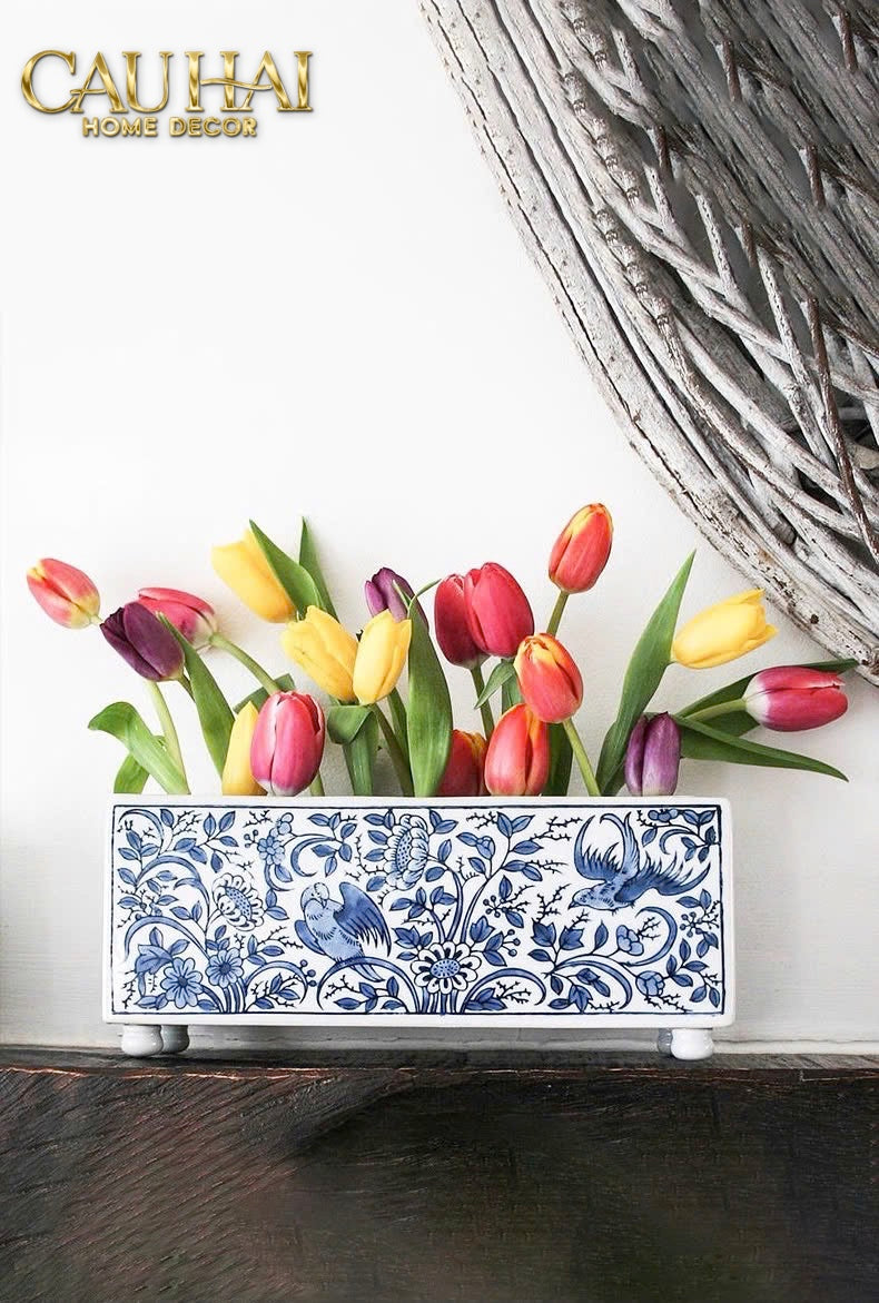 HOME COUTURE - KHAY CẮM HOA SPRING BLOOM - INDOCHINE PORCELAIN TRAY - CẬU HAI HOME DECOR