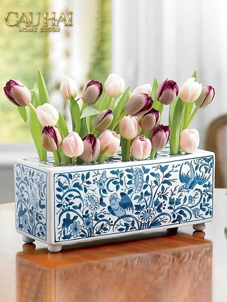 HOME COUTURE - KHAY CẮM HOA SPRING BLOOM - INDOCHINE PORCELAIN TRAY - CẬU HAI HOME DECOR