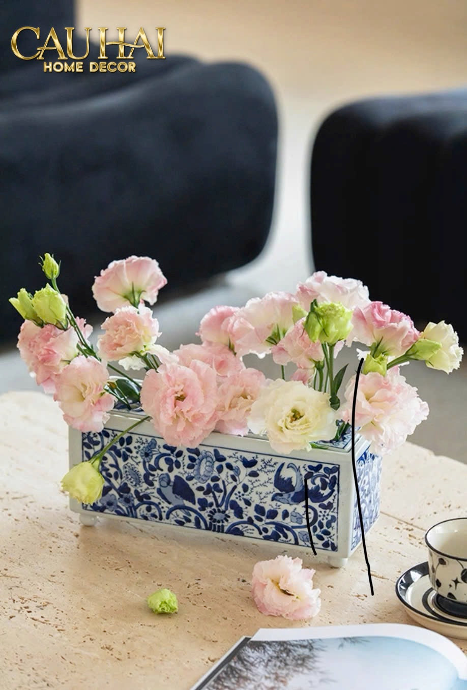 HOME COUTURE - KHAY CẮM HOA SPRING BLOOM - INDOCHINE PORCELAIN TRAY - CẬU HAI HOME DECOR