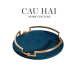 HOME COUTURE - KHAY TRÒN LUX LEATHER EMERALD ORACLE - CẬU HAI HOME DECOR