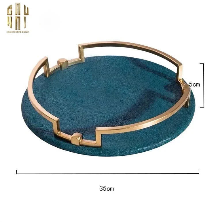 HOME COUTURE - KHAY TRÒN LUX LEATHER EMERALD ORACLE - CẬU HAI HOME DECOR