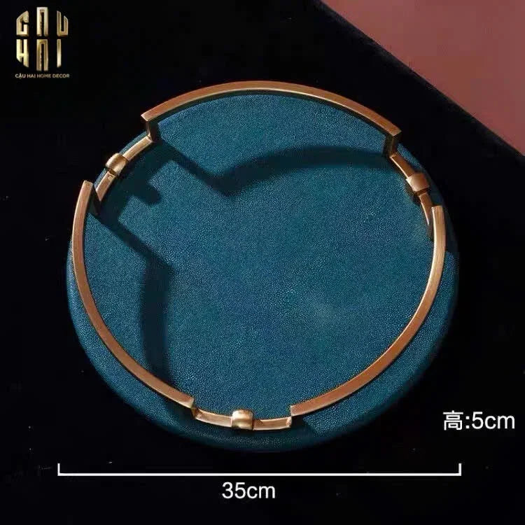 HOME COUTURE - KHAY TRÒN LUX LEATHER EMERALD ORACLE - CẬU HAI HOME DECOR