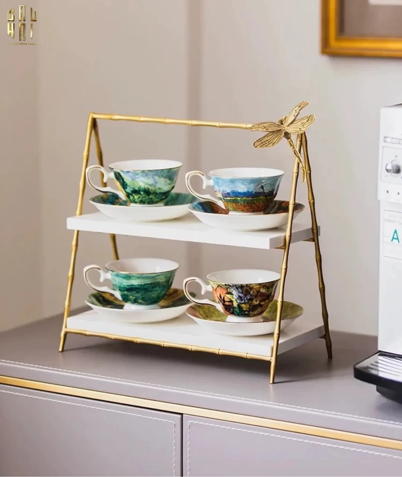 HOME COUTURE - KHAY KỆ 2 TẦNG ĐÁ MARBLE PAPILLON DE LUMIÈRE - CẬU HAI HOME DECOR