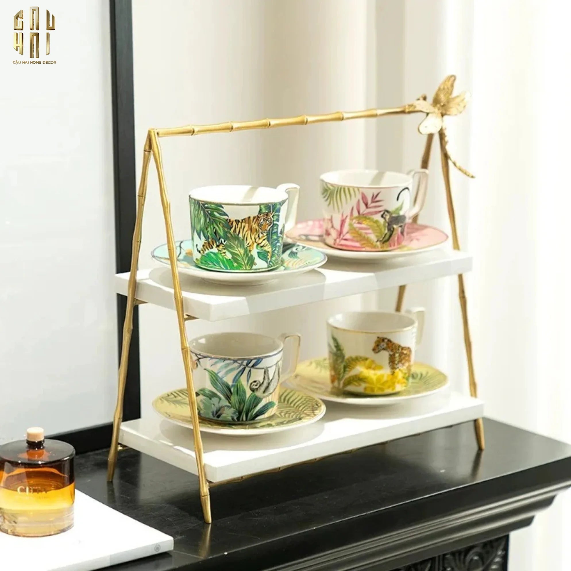 HOME COUTURE - KHAY KỆ 2 TẦNG ĐÁ MARBLE PAPILLON DE LUMIÈRE - CẬU HAI HOME DECOR