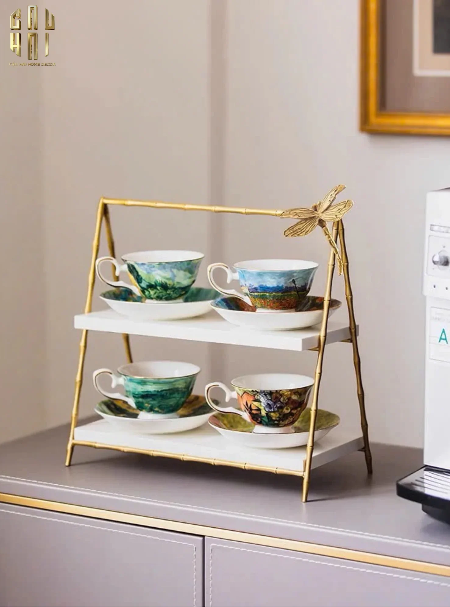 HOME COUTURE - KHAY KỆ 2 TẦNG ĐÁ MARBLE PAPILLON DE LUMIÈRE - CẬU HAI HOME DECOR