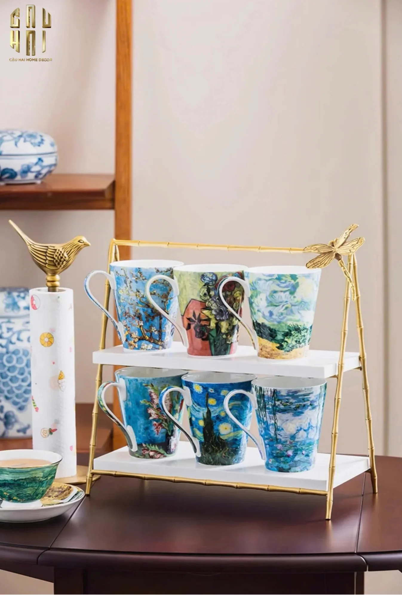 HOME COUTURE - KHAY KỆ 2 TẦNG ĐÁ MARBLE PAPILLON DE LUMIÈRE - CẬU HAI HOME DECOR