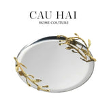 HOME COUTURE - KHAY PLATINUM BRANCHE D’OLIVIER TRAY. D28 - CẬU HAI HOME DECOR