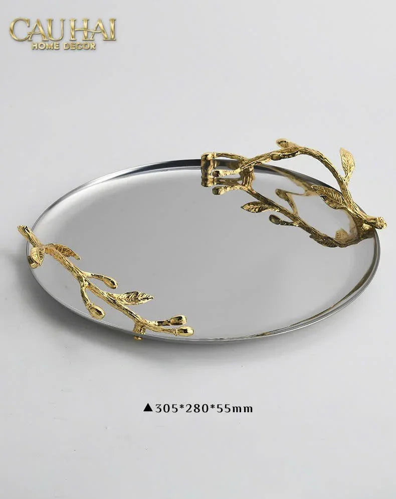 HOME COUTURE - KHAY PLATINUM BRANCHE D’OLIVIER TRAY. D28 - CẬU HAI HOME DECOR