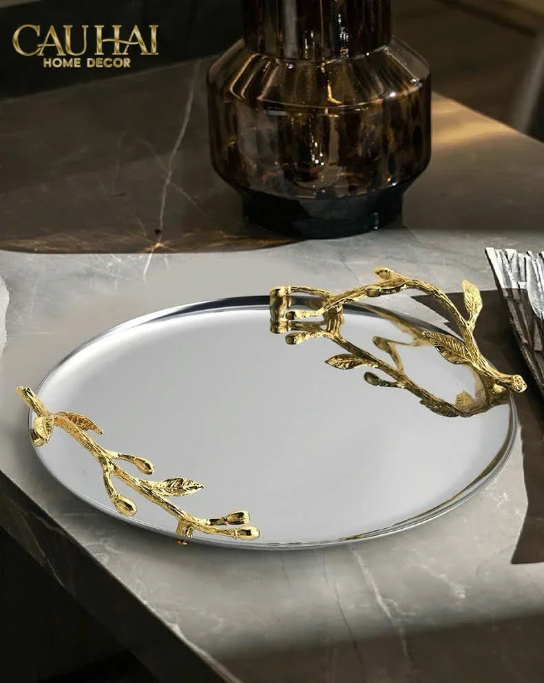 HOME COUTURE - KHAY PLATINUM BRANCHE D’OLIVIER TRAY. D28 - CẬU HAI HOME DECOR