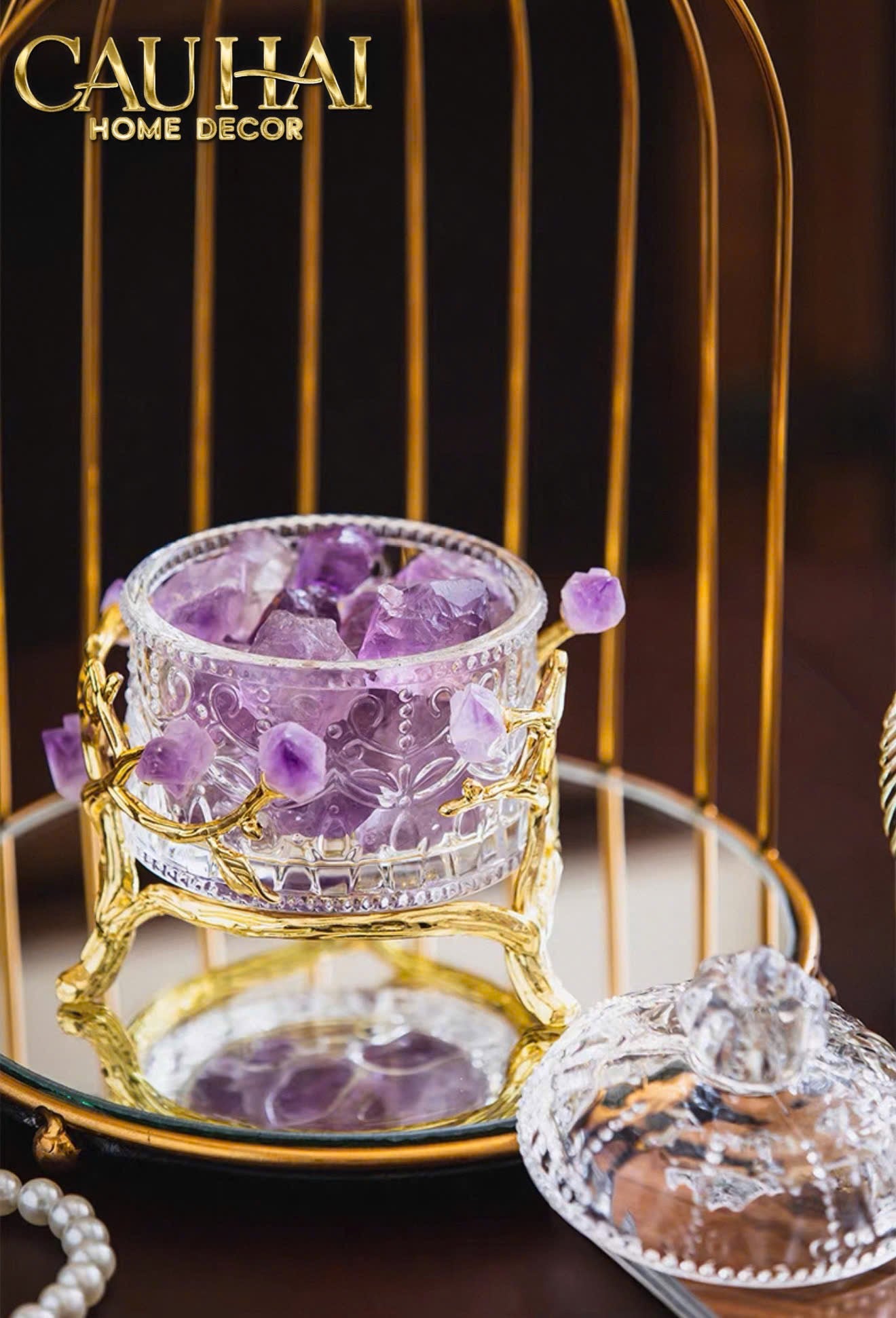 HOME COUTURE - LỌ PHA LÊ ĐÁ QUÝ JEWELRY DELIGHT - AMETHYST SS25-CẬU HAI HOME DECOR