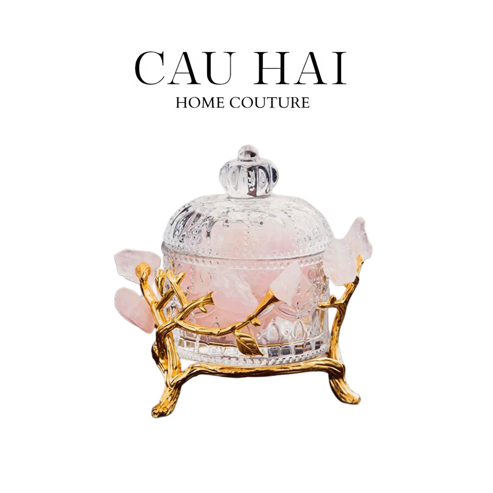 HOME COUTURE - LỌ PHA LÊ ĐÁ QUÝ JEWELRY DELIGHT - ROSE QUARTZ FW25-CẬU HAI HOME DECOR