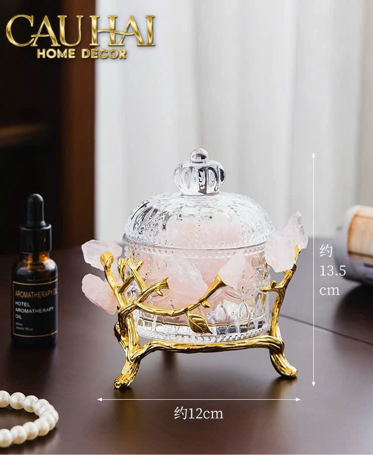 HOME COUTURE - LỌ PHA LÊ ĐÁ QUÝ JEWELRY DELIGHT - ROSE QUARTZ FW25-CẬU HAI HOME DECOR