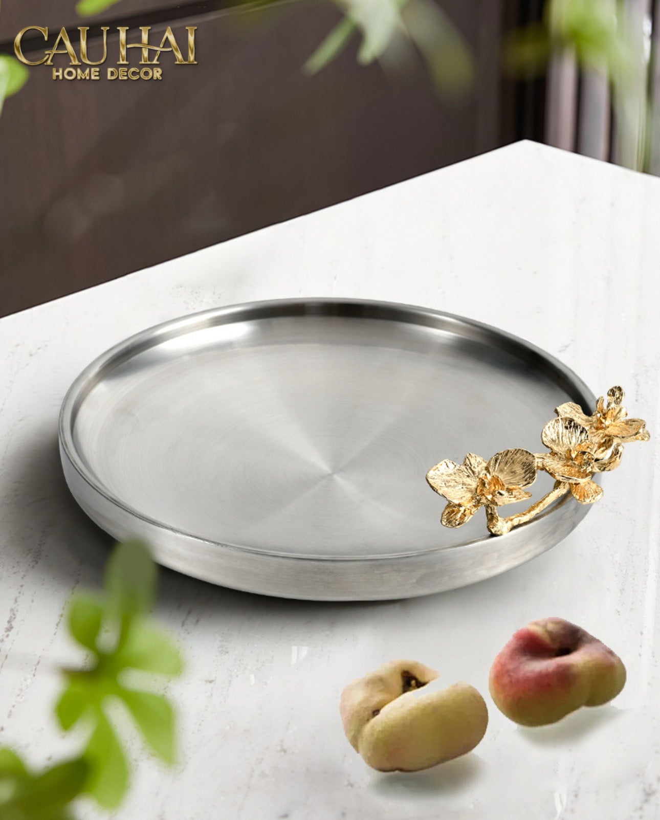 HOME COUTURE - ĐĨA MÉTALLIQUE MISTLETOE PLATINUM DISK D25-CẬU HAI HOME DECOR