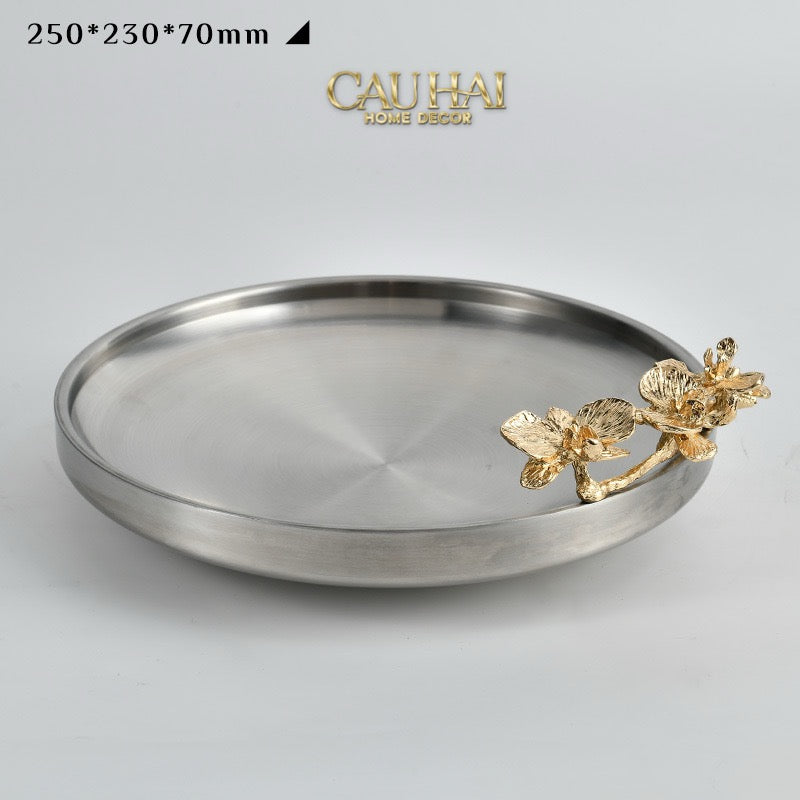 HOME COUTURE - ĐĨA MÉTALLIQUE MISTLETOE PLATINUM DISK D25-CẬU HAI HOME DECOR