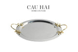 HOME COUTURE - KHAY MÉTALLIQUE MISTLETOE PLATINUM TRAY D49 - CẬU HAI HOME DECOR