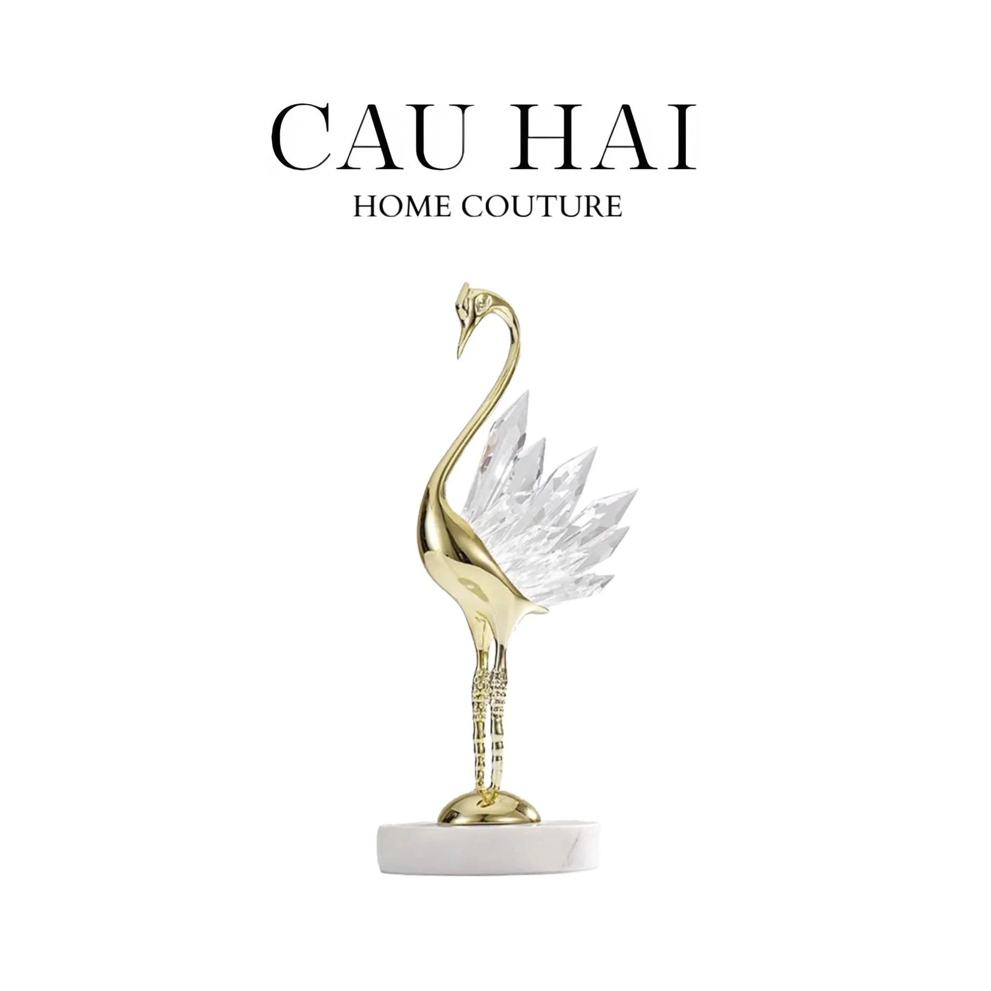 HOME COUTURE - SET 2 TƯỢNG ĐÀ ĐIỂU PHA LÊ - LES CRISTAUX OSTRICH-CẬU HAI HOME DECOR