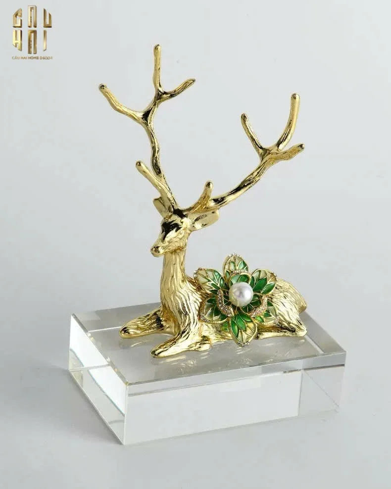 HOME COUTURE - SET 2 TƯỢNG HƯƠU ĐỒNG PHA LÊ - PEARL ANTLER ELK H21/17-CẬU HAI HOME DECOR