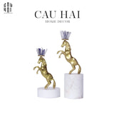 HOME COUTURE - SET 2 TƯỢNG NGỰA ROYAL HORSE BLUE QUARTZ-CẬU HAI HOME DECOR