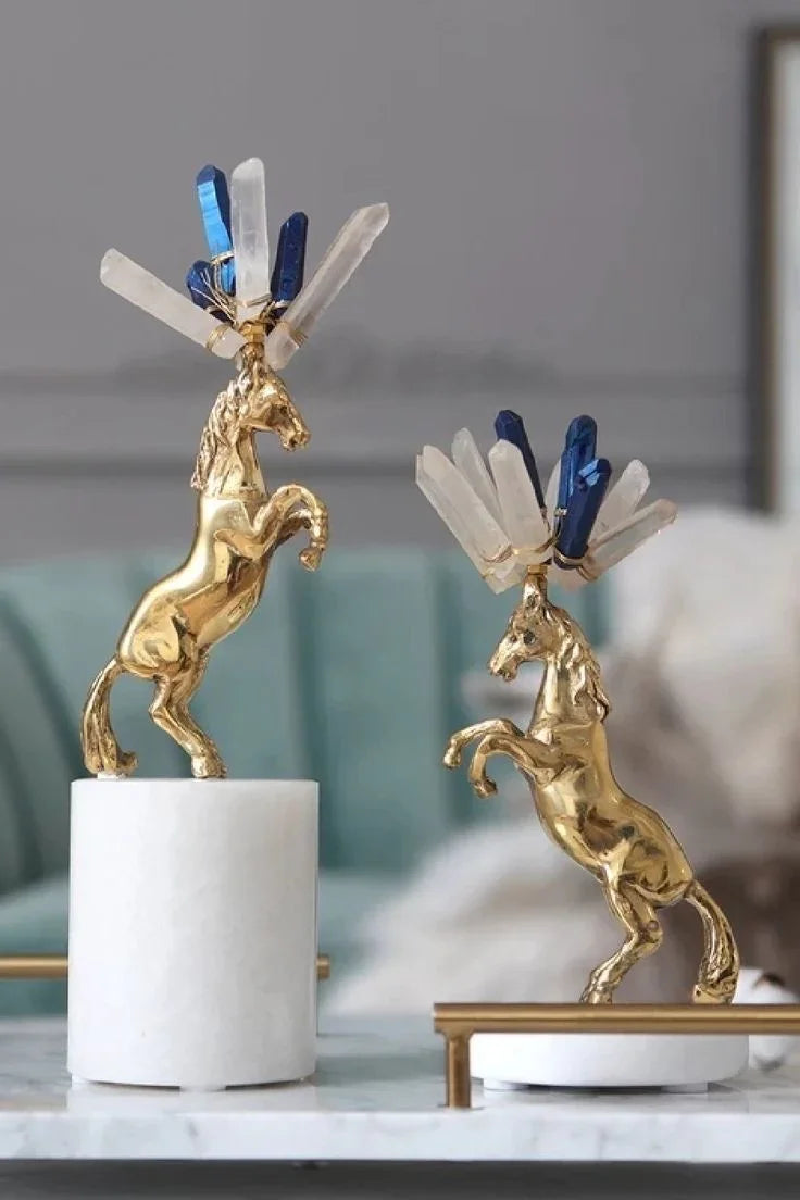 HOME COUTURE - SET 2 TƯỢNG NGỰA ROYAL HORSE BLUE QUARTZ-CẬU HAI HOME DECOR