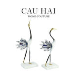 HOME COUTURE - SET 2 TƯỢNG TIÊN HẠC PHA LÊ - CELESTIAL CRYSTAL CRANES-CẬU HAI HOME DECOR