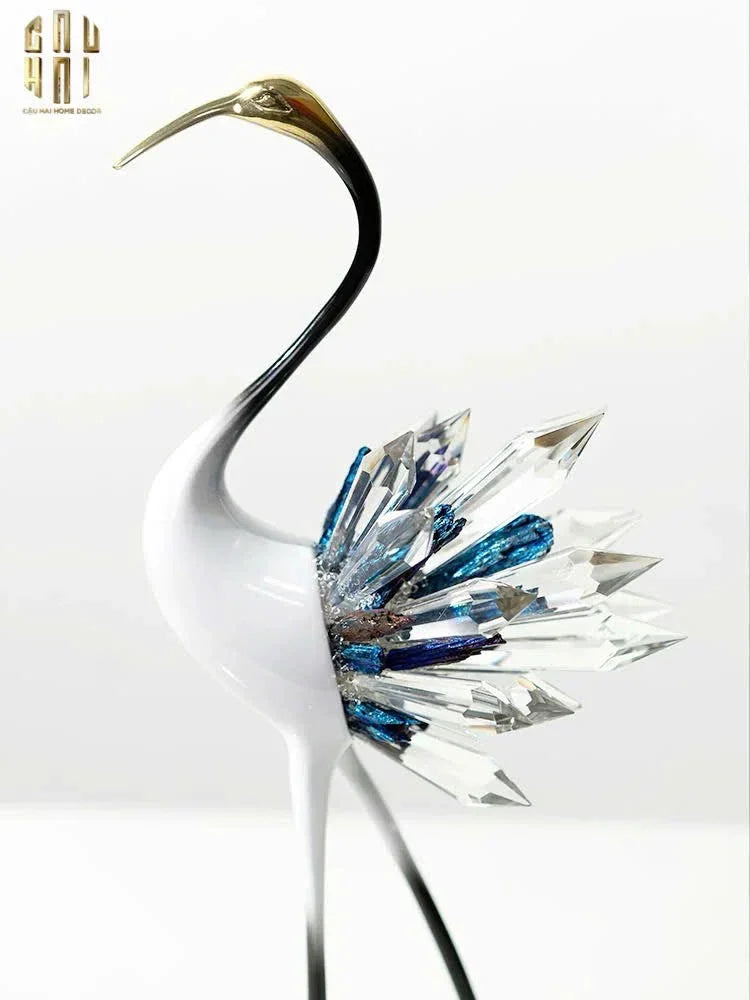 HOME COUTURE - SET 2 TƯỢNG TIÊN HẠC PHA LÊ - CELESTIAL CRYSTAL CRANES-CẬU HAI HOME DECOR