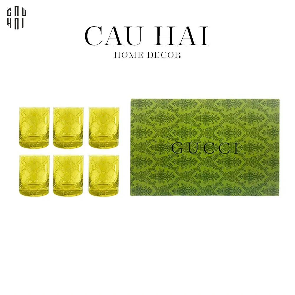 HOME COUTURE - SET 6 LY THUỶ TINH GG JUNGLE - FULL BOX SS25 - CẬU HAI HOME DECOR