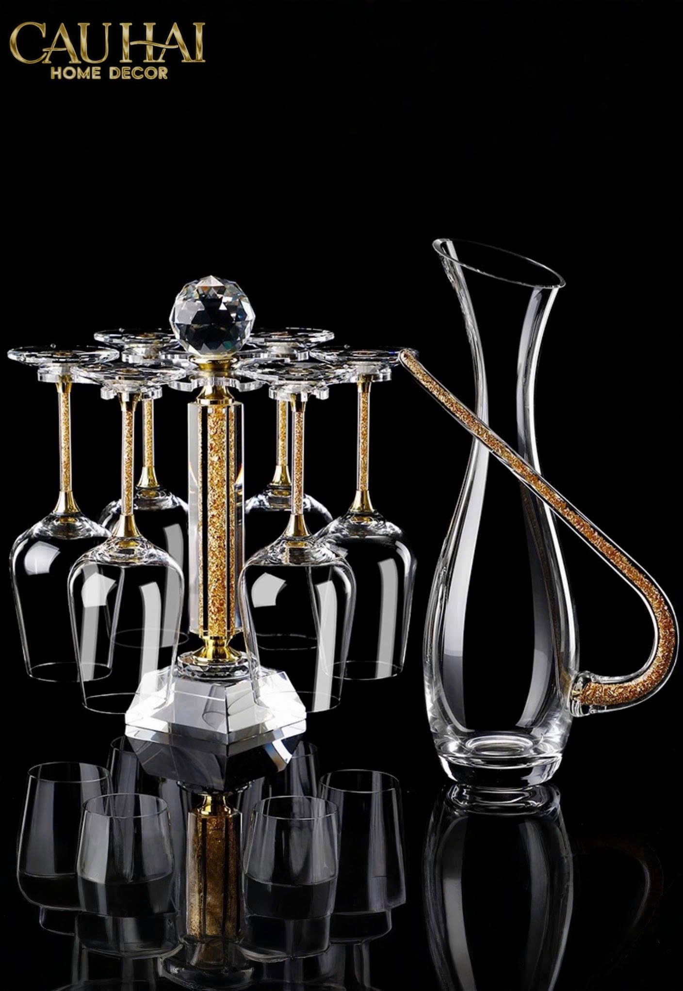 HOME COUTURE - SET BÌNH DECANTER RITZ - CARLTON LEATHER BOX 8 LY 430ML-CẬU HAI HOME DECOR