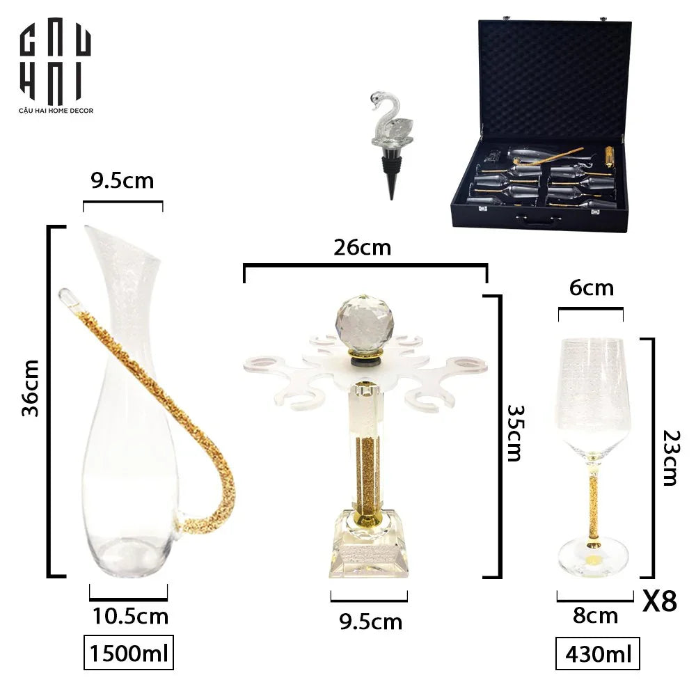 HOME COUTURE - SET BÌNH DECANTER RITZ - CARLTON LEATHER BOX 8 LY 430ML - CẬU HAI HOME DECOR