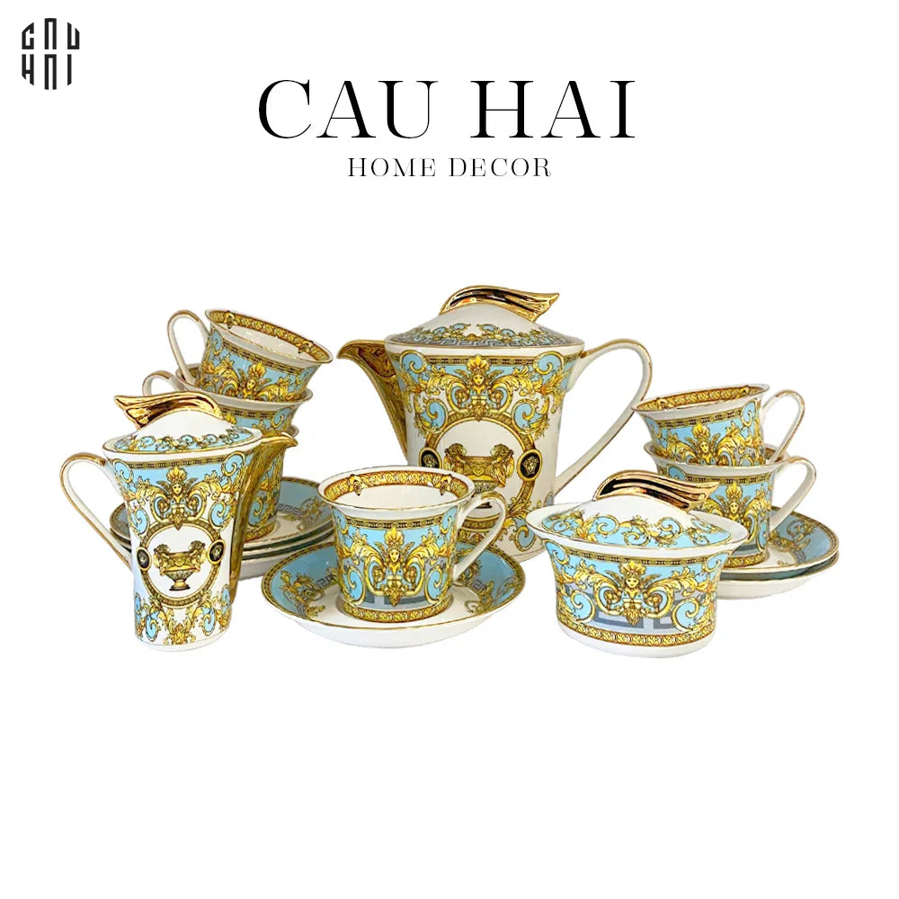 HOME COUTURE - SET BÌNH TRÀ BLUE BAROCCO PRESTIGE GALA FULL BOX SS25 - CẬU HAI HOME DECOR
