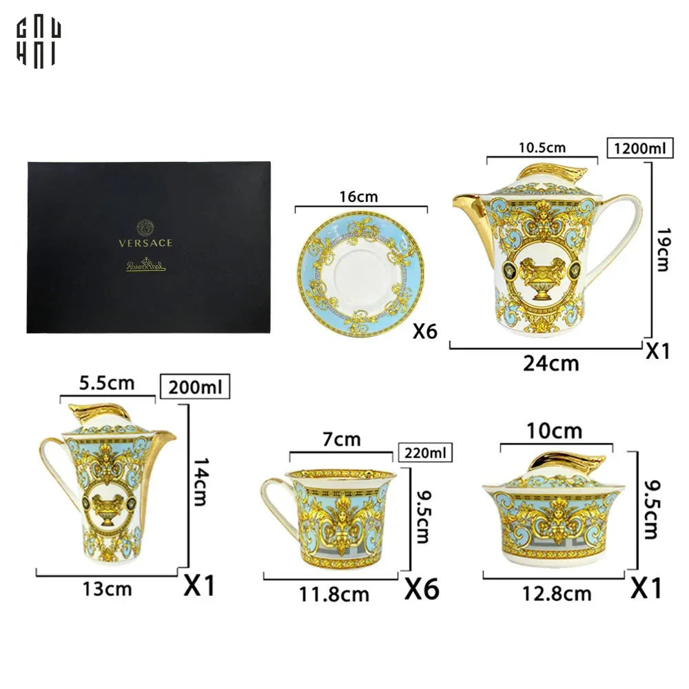 HOME COUTURE - SET BÌNH TRÀ BLUE BAROCCO PRESTIGE GALA FULL BOX SS25 - CẬU HAI HOME DECOR