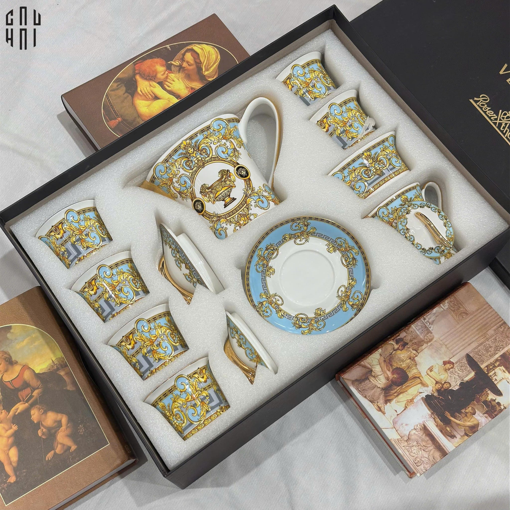 HOME COUTURE - SET BÌNH TRÀ BLUE BAROCCO PRESTIGE GALA FULL BOX SS25 - CẬU HAI HOME DECOR