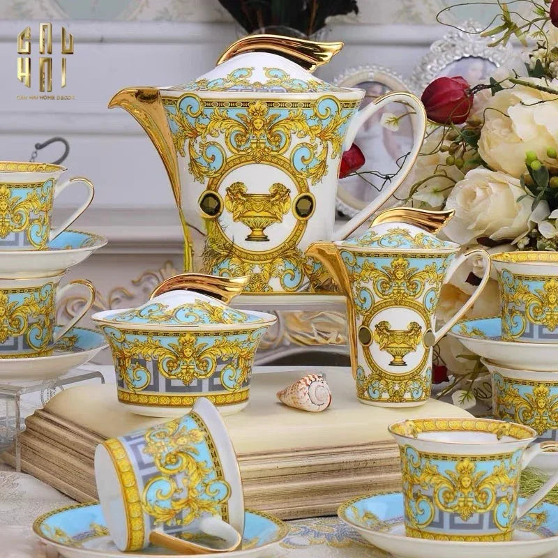HOME COUTURE - SET BÌNH TRÀ BLUE BAROCCO PRESTIGE GALA FULL BOX SS25 - CẬU HAI HOME DECOR