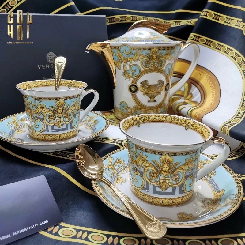 HOME COUTURE - SET BÌNH TRÀ BLUE BAROCCO PRESTIGE GALA FULL BOX SS25 - CẬU HAI HOME DECOR