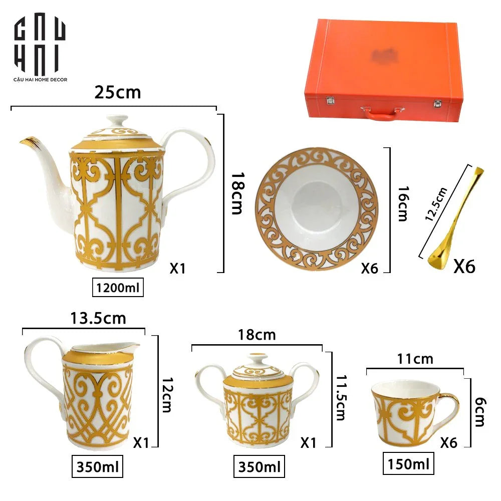 HOME COUTURE - SET BÌNH TRÀ SOLEIL ÉCLAT PRIVÉ 21PCS - LEATHER BOX - CẬU HAI HOME DECOR