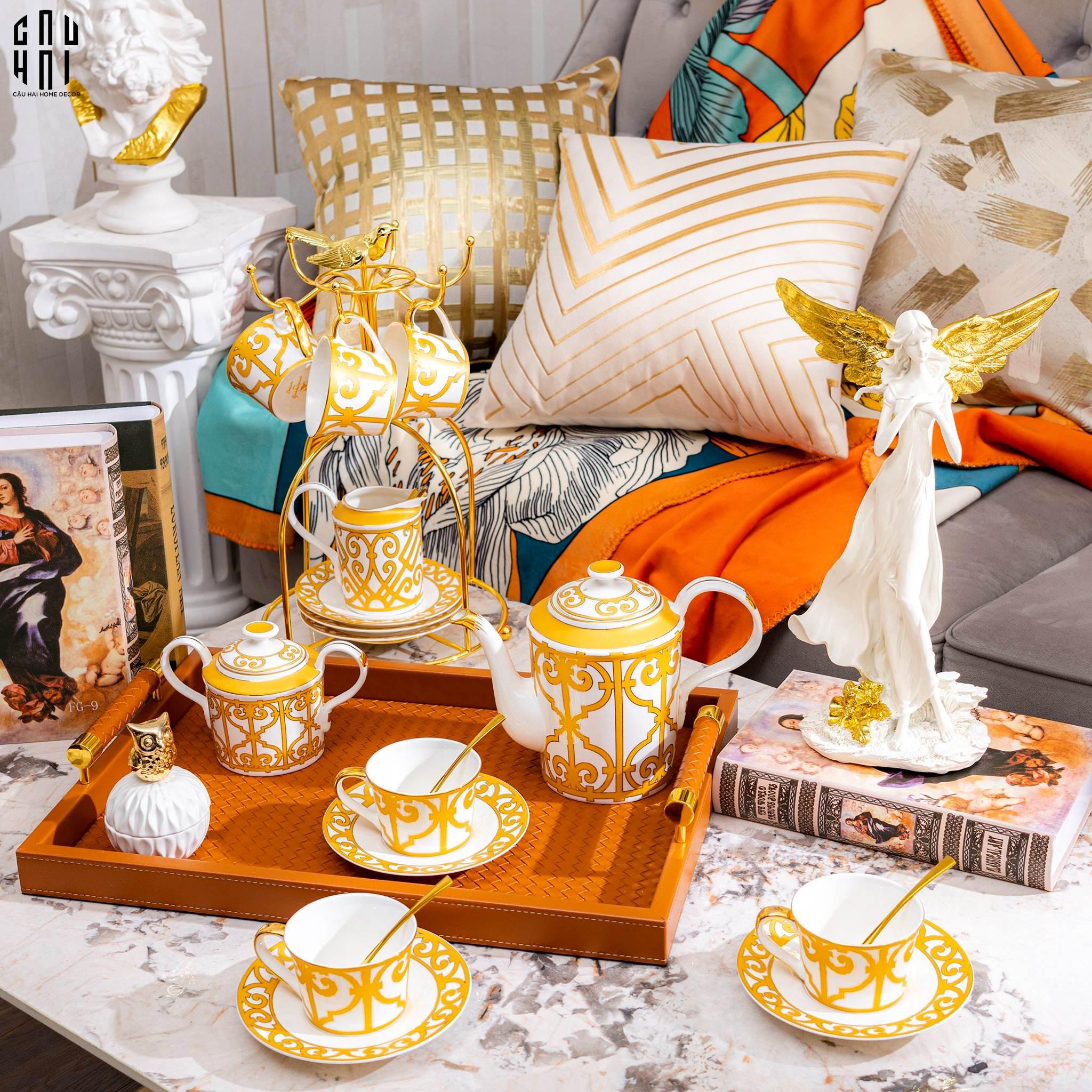 HOME COUTURE - SET BÌNH TRÀ SOLEIL ÉCLAT PRIVÉ 21PCS - LEATHER BOX - CẬU HAI HOME DECOR