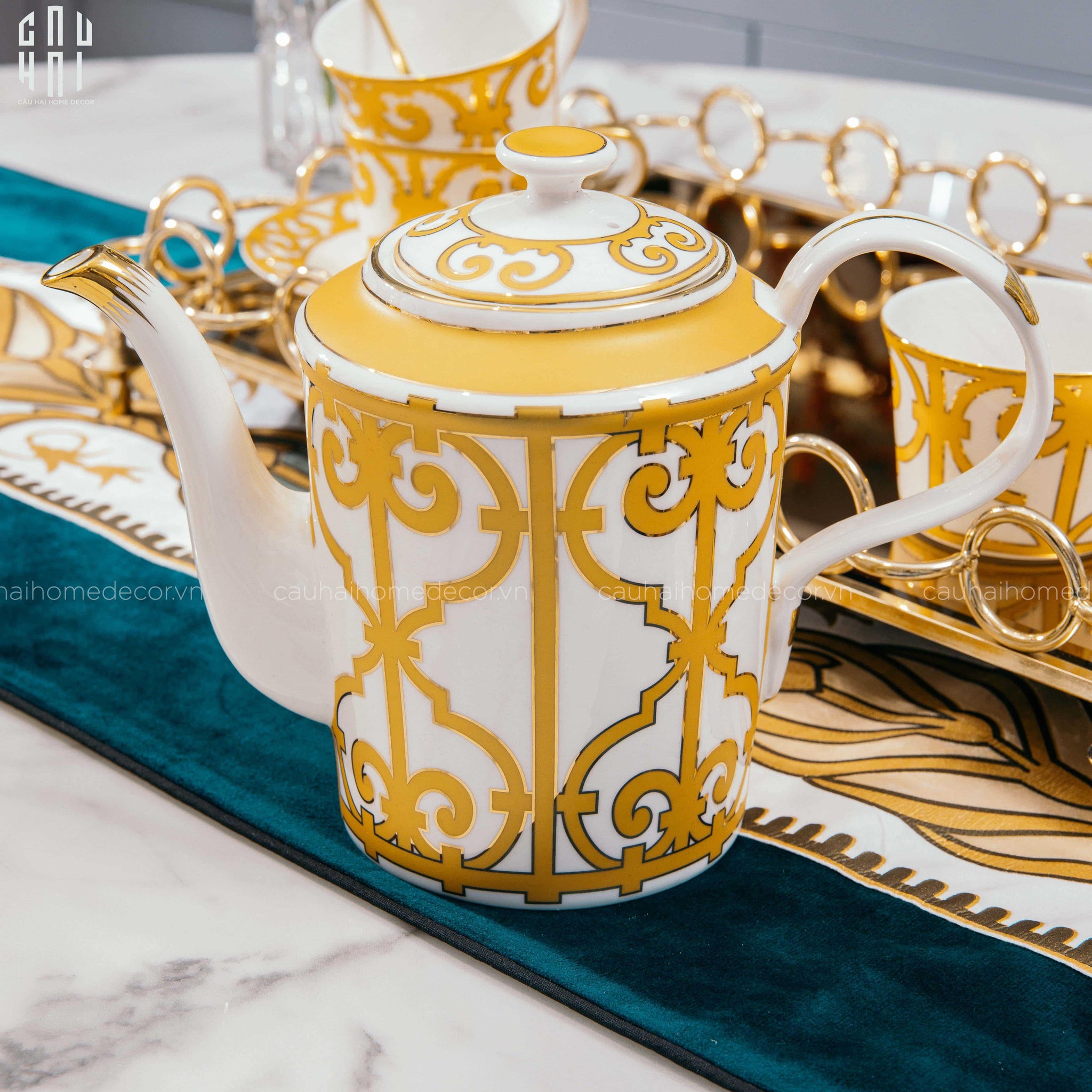 HOME COUTURE - SET BÌNH TRÀ SOLEIL ÉCLAT PRIVÉ 21PCS - LEATHER BOX - CẬU HAI HOME DECOR