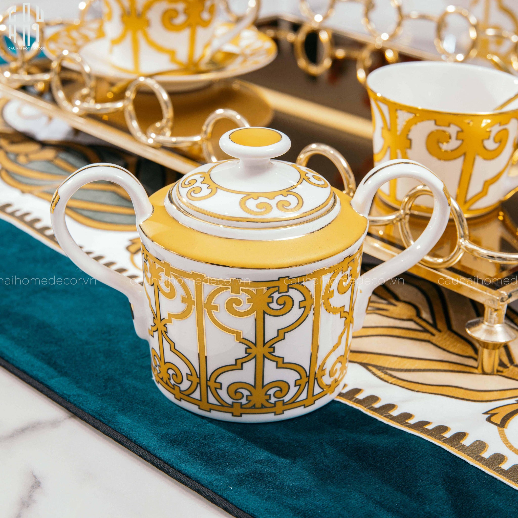 HOME COUTURE - SET BÌNH TRÀ SOLEIL ÉCLAT PRIVÉ 21PCS - LEATHER BOX - CẬU HAI HOME DECOR