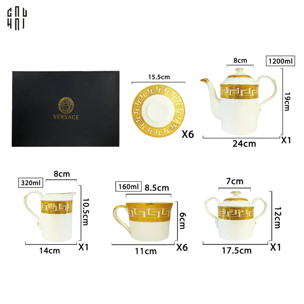 HOME COUTURE - SET BÌNH TRÀ GOLDEN GREEK KEY - FULL BOX SS25 - CẬU HAI HOME DECOR
