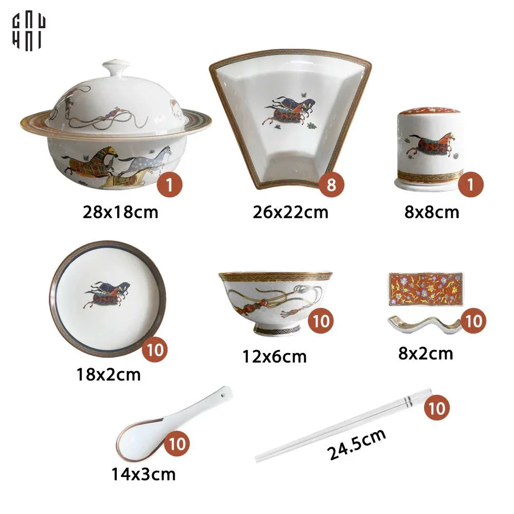 HOME COUTURE - SET CHÉN DĨA "CHEVAL D'HÉRITAGE" 60PCS SS25 - CẬU HAI HOME DECOR