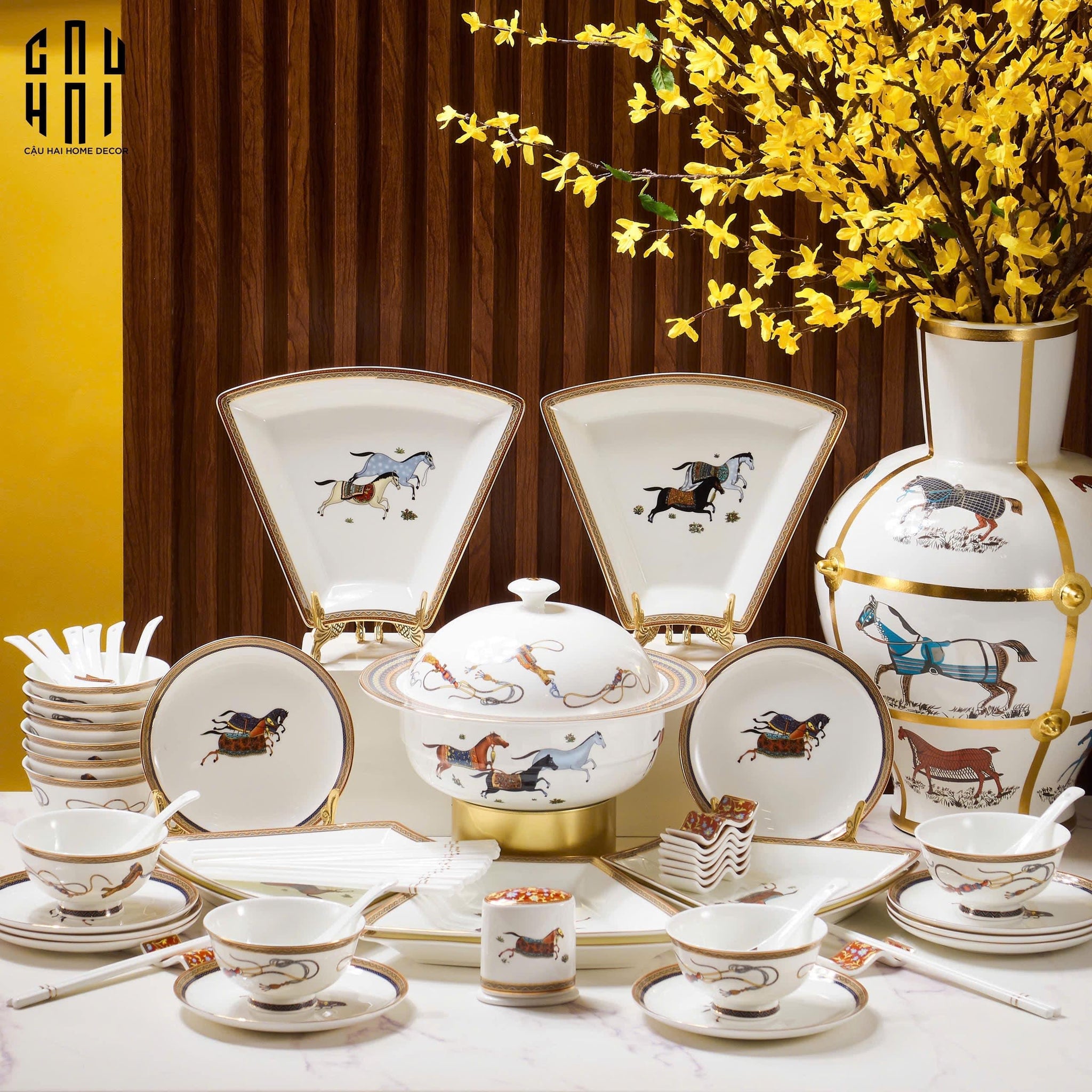 HOME COUTURE - SET CHÉN DĨA "CHEVAL D'HÉRITAGE" 60PCS SS25 - CẬU HAI HOME DECOR