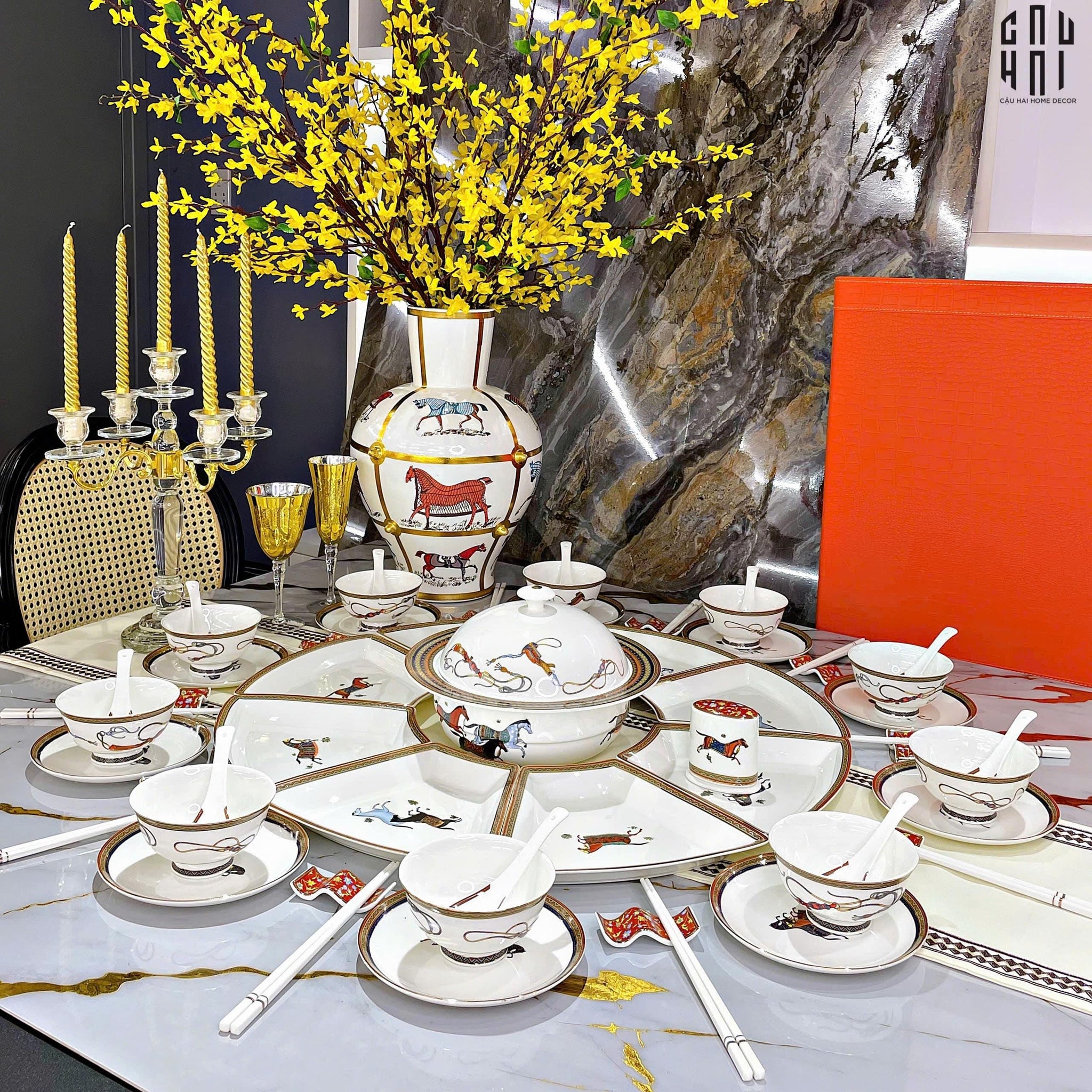 HOME COUTURE - SET CHÉN DĨA "CHEVAL D'HÉRITAGE" 60PCS SS25 - CẬU HAI HOME DECOR