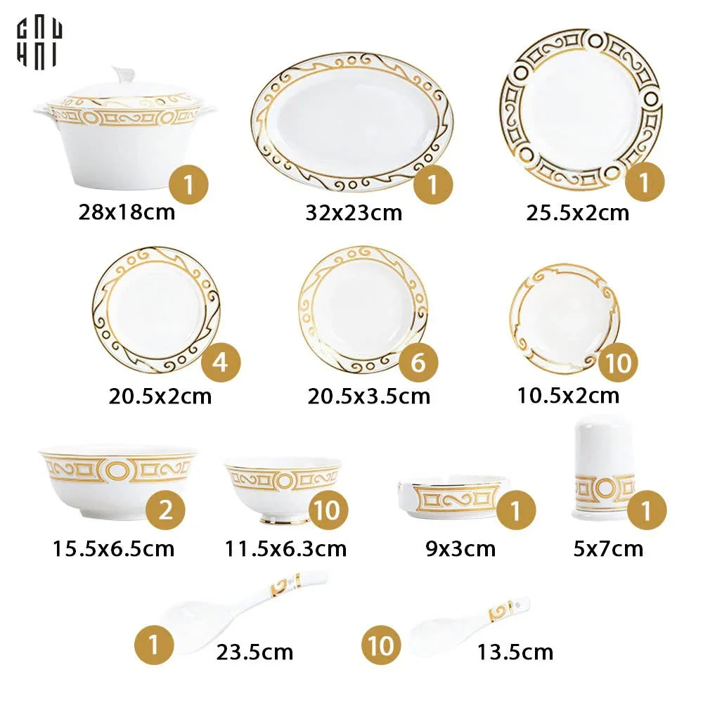 HOME COUTURE - SET CHÉN DĨA- ÉCLAT DE LUX - 48 MÓN - CẬU HAI HOME DECOR