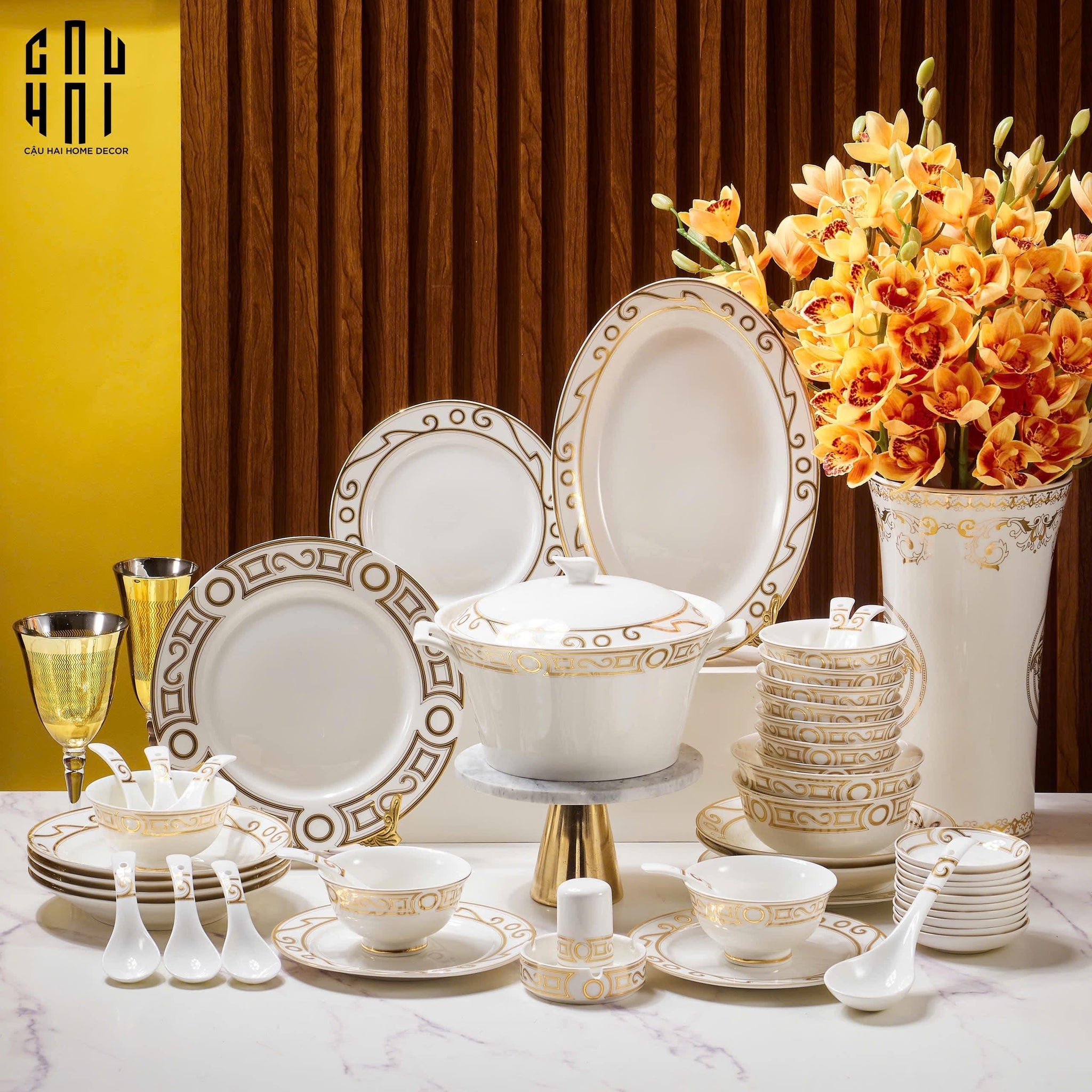 HOME COUTURE - SET CHÉN DĨA- ÉCLAT DE LUX - 48 MÓN - CẬU HAI HOME DECOR