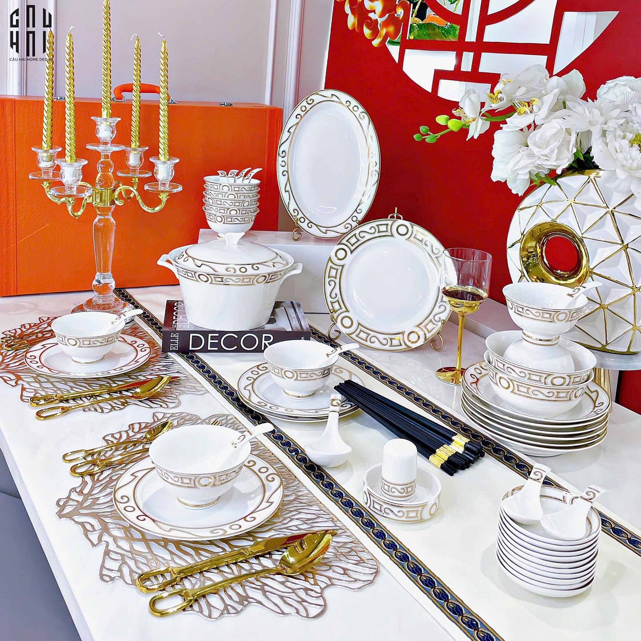 HOME COUTURE - SET CHÉN DĨA- ÉCLAT DE LUX - 48 MÓN - CẬU HAI HOME DECOR