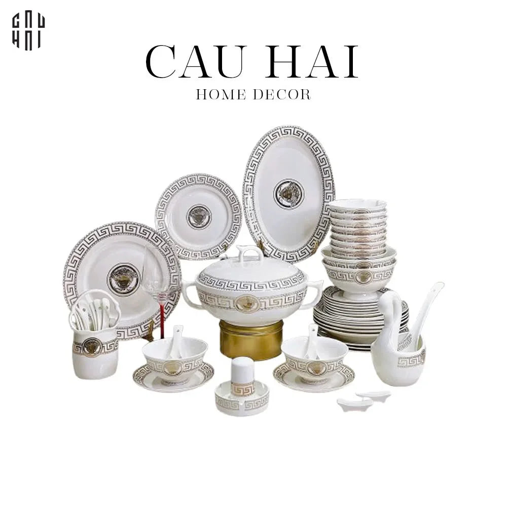 HOME COUTURE - SET CHÉN DĨA GIANNI VERS. PLATINUM ROMAN 60 PCS SS25 - CẬU HAI HOME DECOR