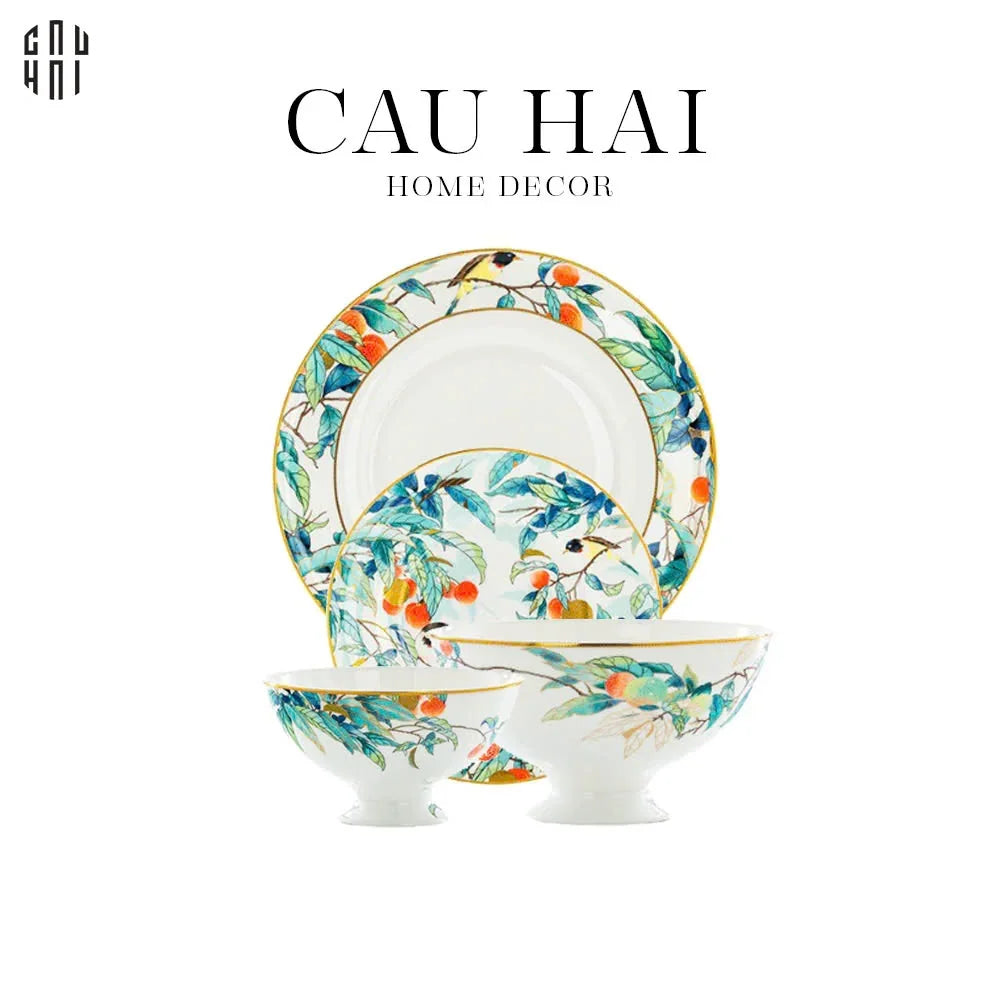 HOME COUTURE - SET CHÉN DĨA IMPERIAL JARDIN 4PCS - CẬU HAI HOME DECOR