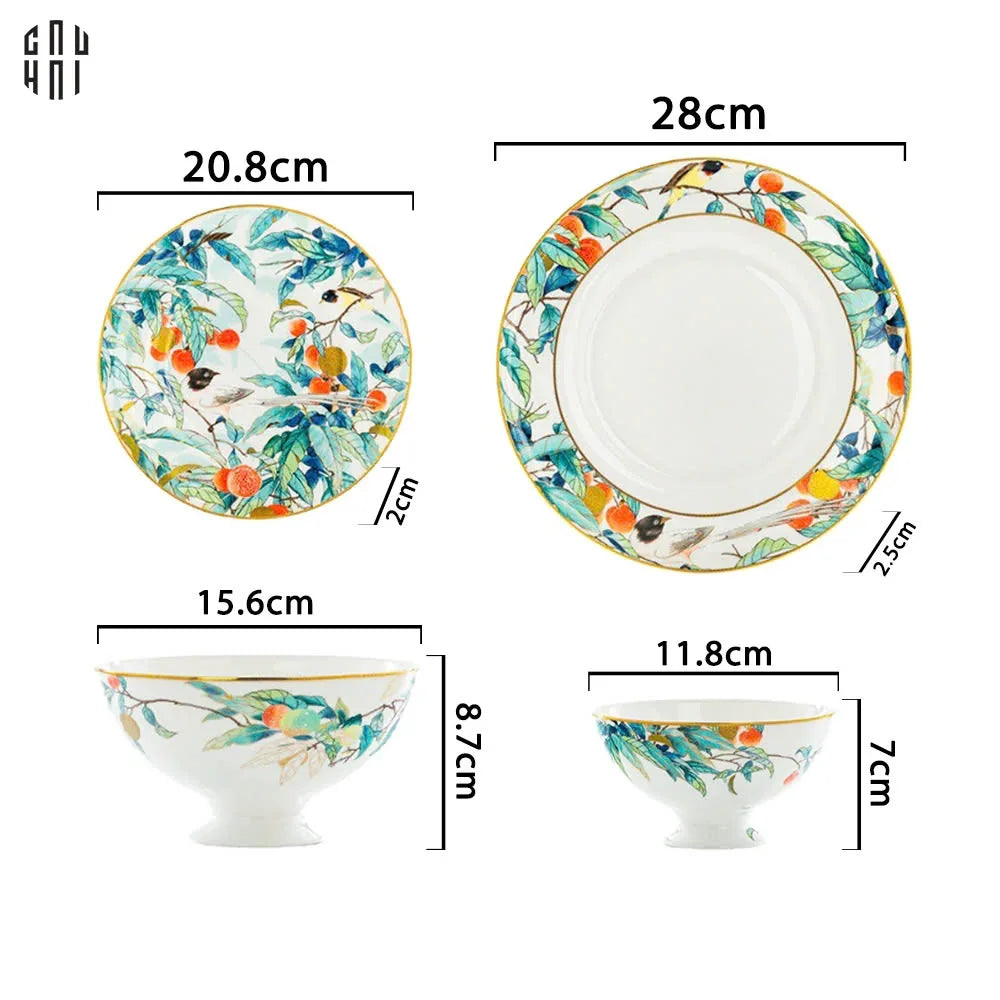 HOME COUTURE - SET CHÉN DĨA IMPERIAL JARDIN 4PCS - CẬU HAI HOME DECOR